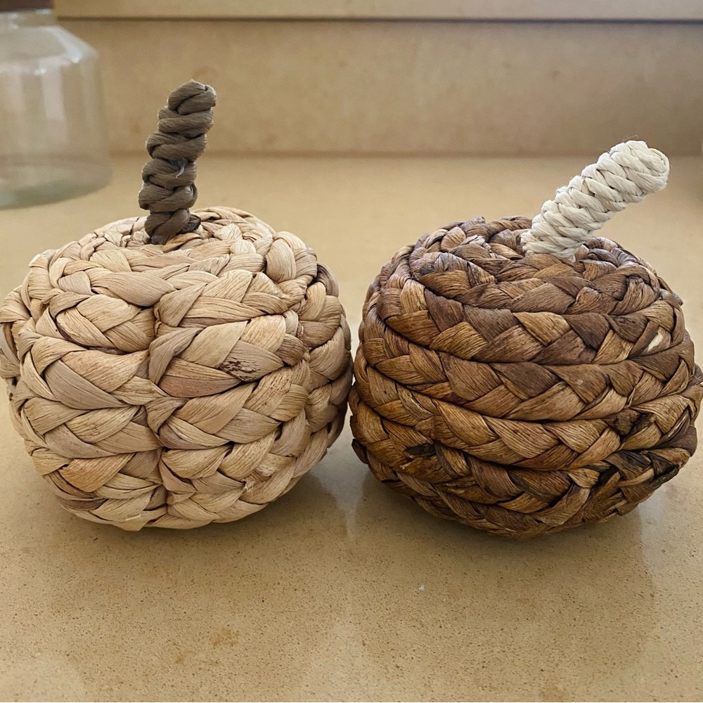 4” Threshold Woven Pumpkin Decor Set | Fall Tabletop Decor